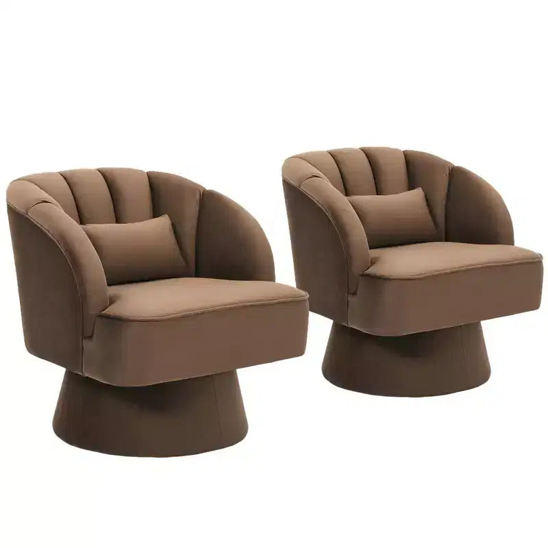 GustoWave Swivel Accent Chair with Armrests, 360 Mid-Century Velvet Barrel Chair, Modern Armchair for Living Room