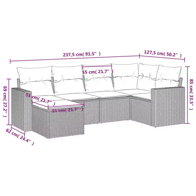 vidaXL Garden Sofa Set Black, Cream White