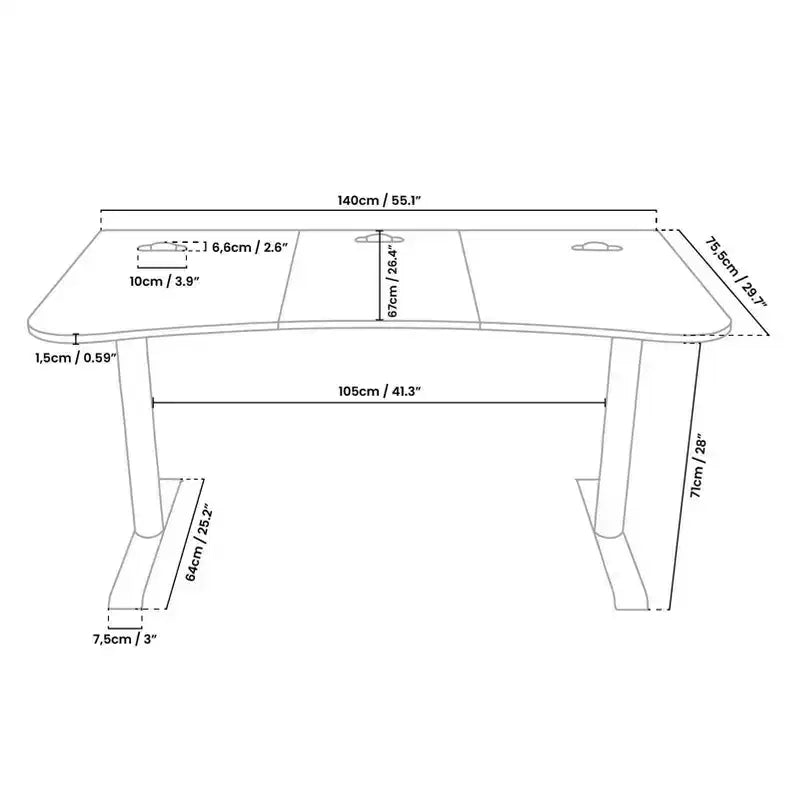 Arozzi Arena Compact Curved Gaming Desk