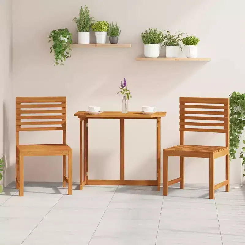 vidaXL Outdoor Sofa Set Solid Acacia Wood and Polyester Natural