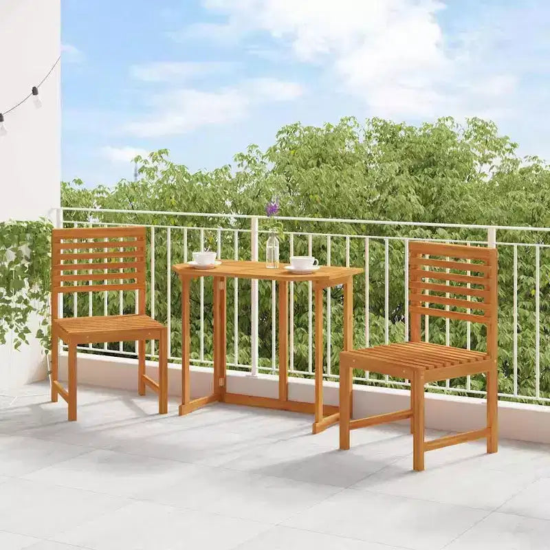 vidaXL Outdoor Sofa Set Solid Acacia Wood and Polyester Natural
