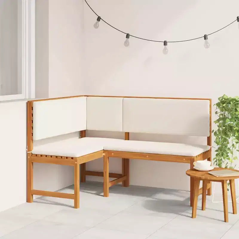 vidaXL Outdoor Sofa Set Solid Acacia Wood and Polyester Natural