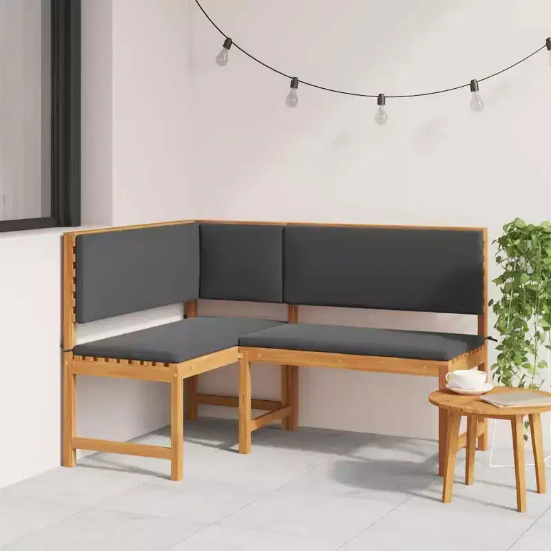 vidaXL Outdoor Sofa Set Solid Acacia Wood and Polyester Natural