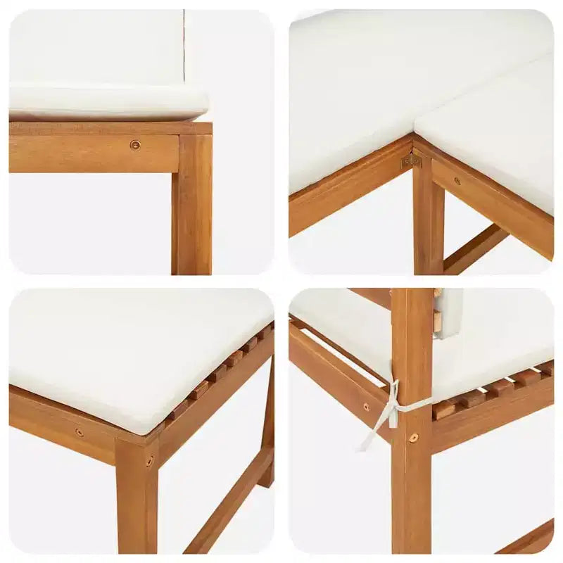vidaXL Outdoor Sofa Set Solid Acacia Wood and Polyester Natural