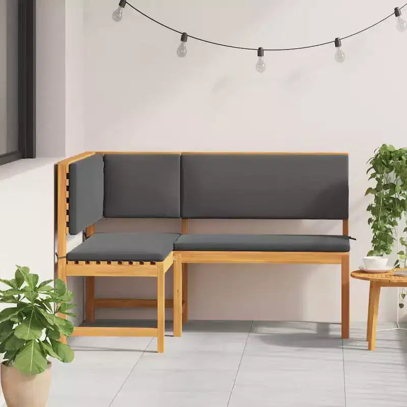 vidaXL Outdoor Sofa Set Solid Acacia Wood and Polyester Natural