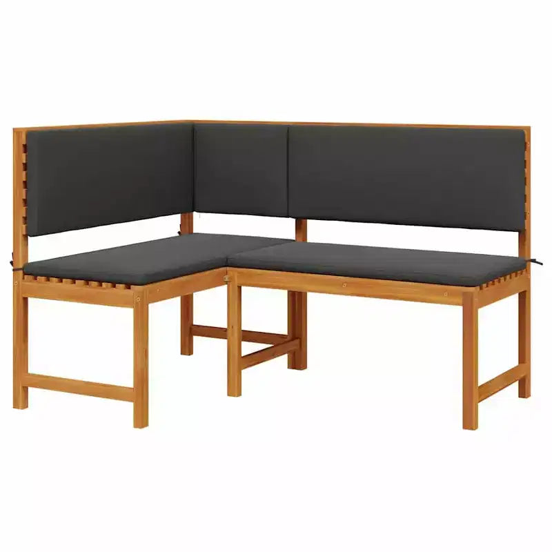 vidaXL Outdoor Sofa Set Solid Acacia Wood and Polyester Natural