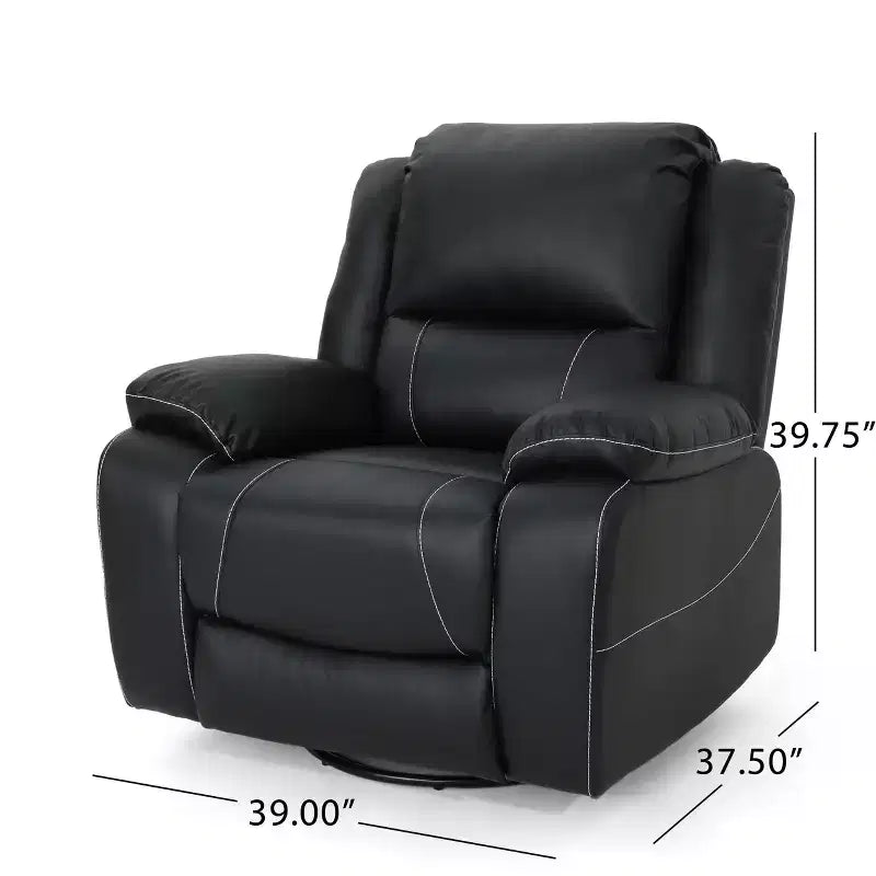 GDFStudio Nony Modern Metal and Wood Faux Leather Upholstered 360 Degree Swivel Recliner