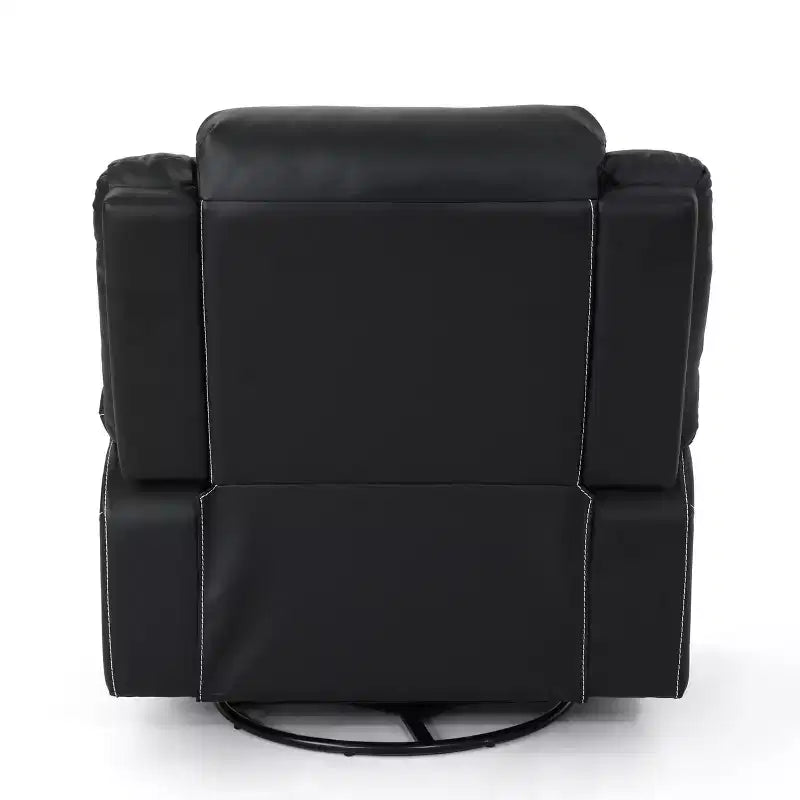 GDFStudio Nony Modern Metal and Wood Faux Leather Upholstered 360 Degree Swivel Recliner