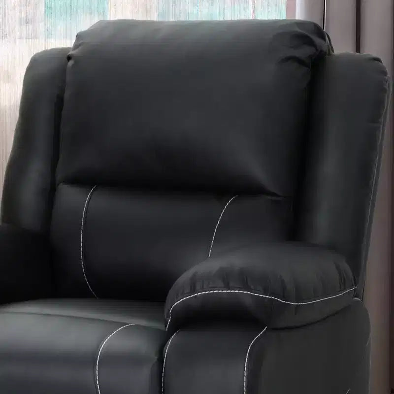 GDFStudio Nony Modern Metal and Wood Faux Leather Upholstered 360 Degree Swivel Recliner