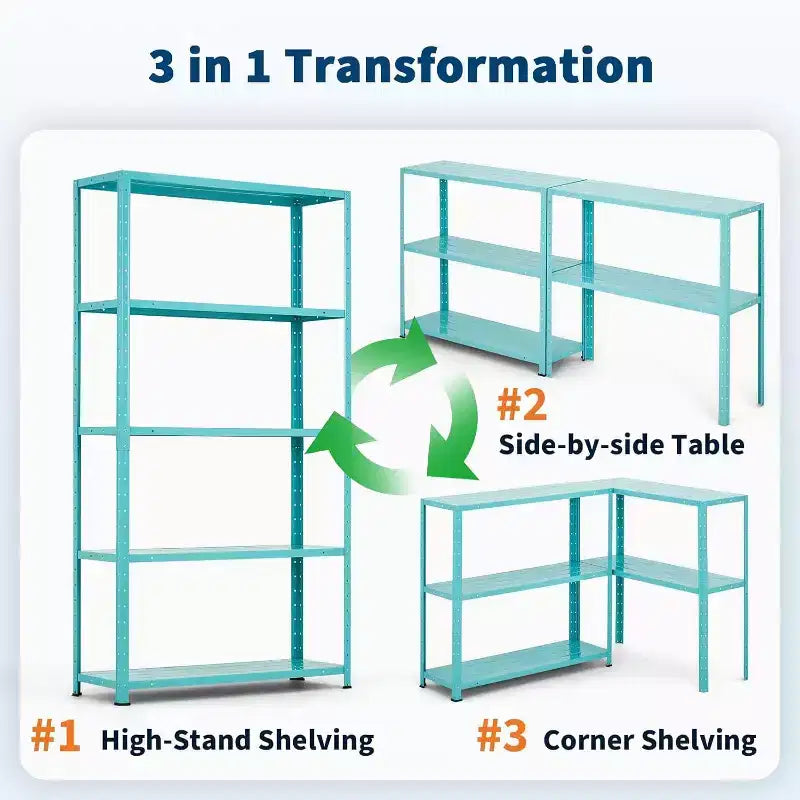 Heavy Duty 5-Tier Adjustable Metal Shelving Unit, 68H x 35W x 12D Steel Storage Rack, 500 lbs Capacity for Garage, Pantry, Kitchen, Closet