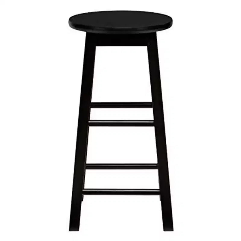 PJ Wood Classic Round-Seat 29 Inch Tall Kitchen Counter Stools for Homes, Dining Spaces, and Bars with Backless Seats, Square Legs, Natural, Set of 2