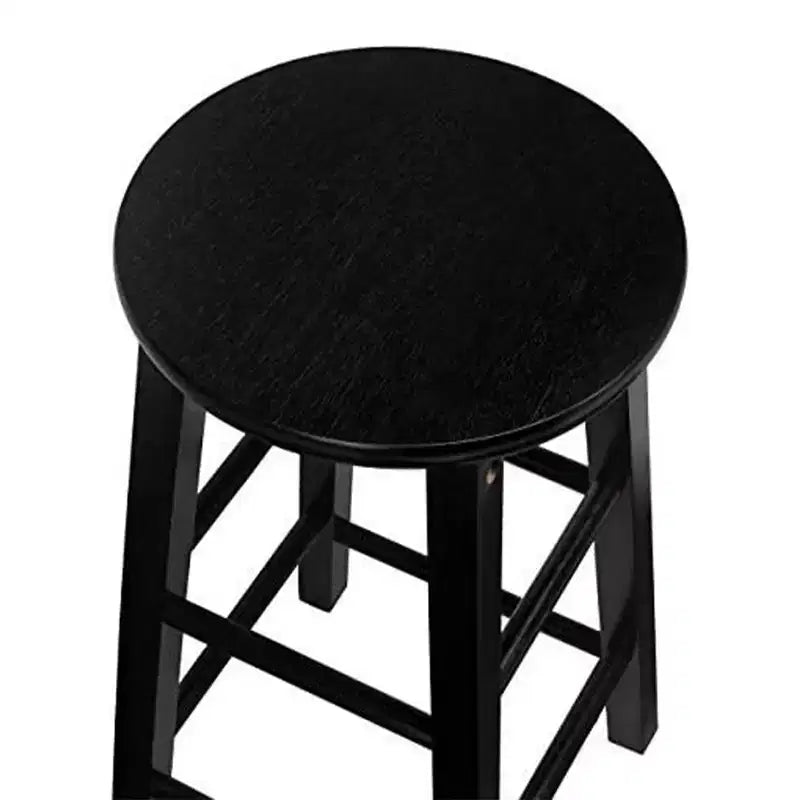 PJ Wood Classic Round-Seat 29 Inch Tall Kitchen Counter Stools for Homes, Dining Spaces, and Bars with Backless Seats, Square Legs, Natural, Set of 2