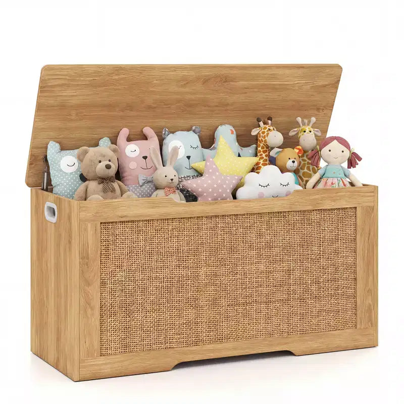 Costway Kids Storage Bench, 40 Toy Box with Flip Top, 2 Metal Hinges and Side Handles