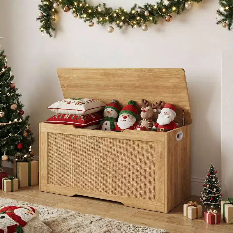 Costway Kids Storage Bench, 40 Toy Box with Flip Top, 2 Metal Hinges and Side Handles