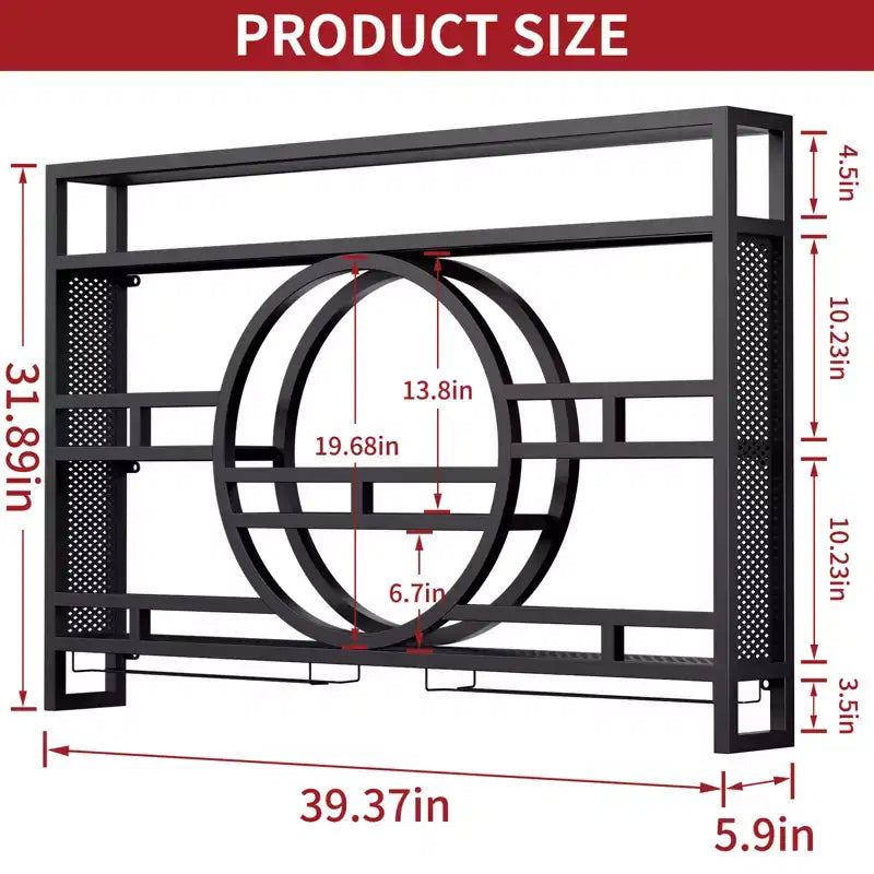 Bekrvio Scaffale Portabottiglie a 3 Livelli da Parete, 39in/47in Ripiani Fluttuanti in Metallo con Porta Calici, Scaffale Industriale per Liquori per Bar di Casa