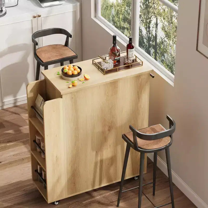 COZONY Mobile Kitchen Island Cart with Wheels, Storage Cabinet with Drawer, Spice Rack & Towel Bar, Rolling Kitchen Cart for Small Spaces