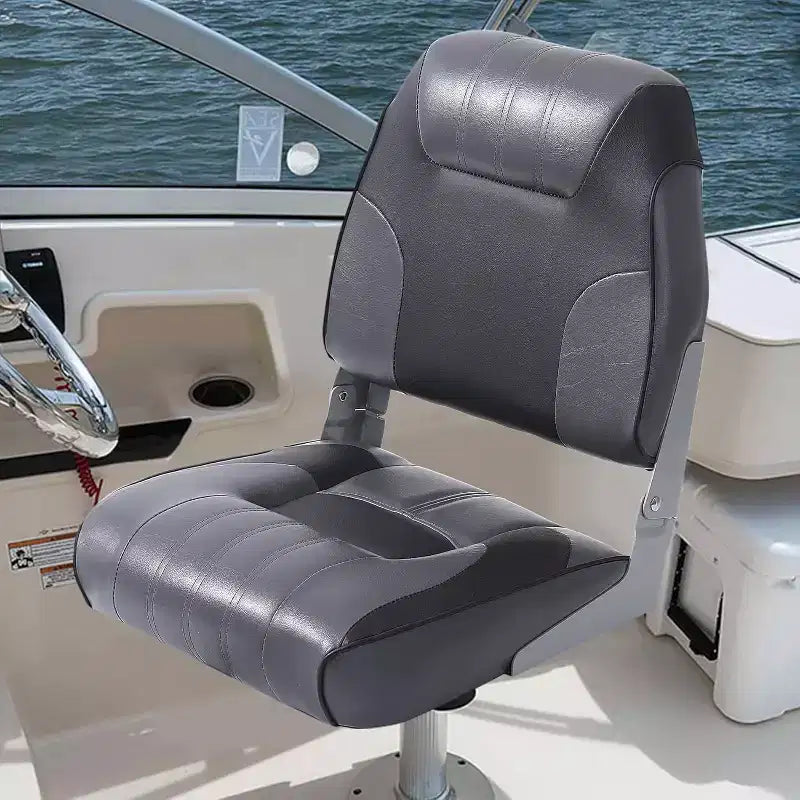 2 Pack Low Back Folding Boat Seats - 19x16.5 Thick Elastic Cushio Boat Chair, Waterproof Fishing Chairs for Bass Tracker for Sightseeing Boats
