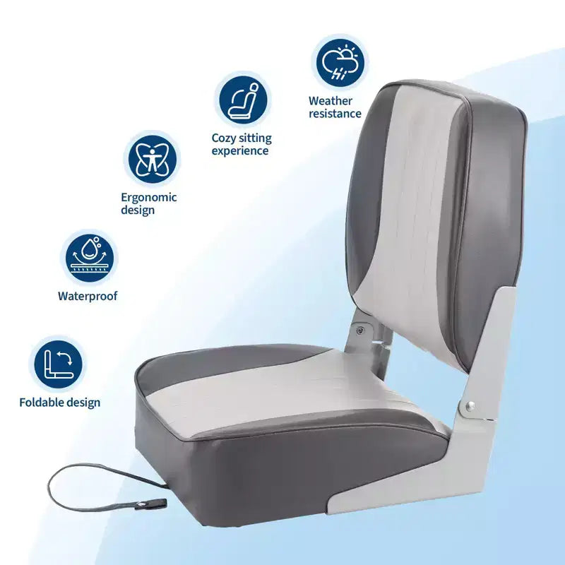 2 Pack Low Back Folding Boat Seats - 19x16.5 Thick Elastic Cushio Boat Chair, Waterproof Fishing Chairs for Bass Tracker for Sightseeing Boats