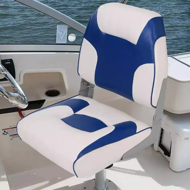 2 Pack Low Back Folding Boat Seats - 19x16.5 Thick Elastic Cushio Boat Chair, Waterproof Fishing Chairs for Bass Tracker for Sightseeing Boats