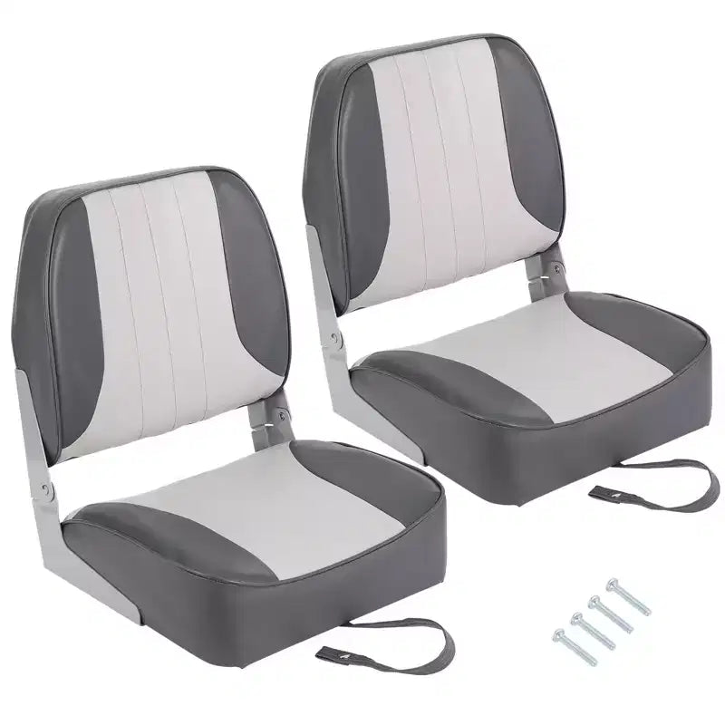 2 Pack Low Back Folding Boat Seats - 19x16.5 Thick Elastic Cushio Boat Chair, Waterproof Fishing Chairs for Bass Tracker for Sightseeing Boats