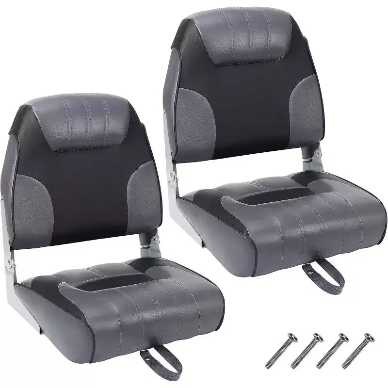 2 Pack Low Back Folding Boat Seats - 19x16.5 Thick Elastic Cushio Boat Chair, Waterproof Fishing Chairs for Bass Tracker for Sightseeing Boats