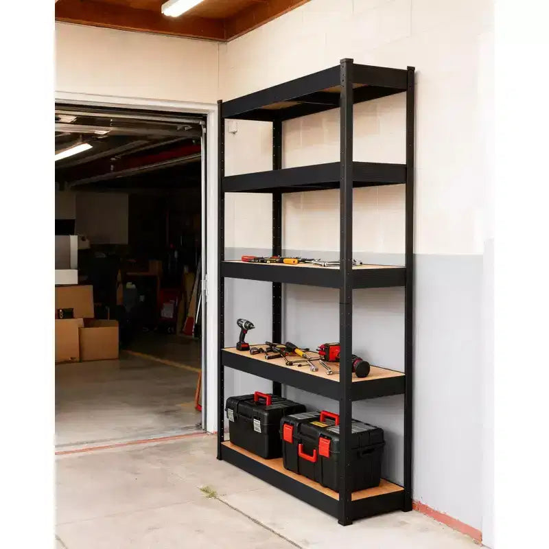 Scaffalatura da garage 36x18x72, mensole regolabili in metallo resistente, scaffale a 5 ripiani, capacità 2500 libbre, acciaio di grado industriale con pannelli in MDF