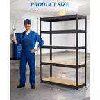 Scaffalatura da garage 36x18x72, mensole regolabili in metallo resistente, scaffale a 5 ripiani, capacità 2500 libbre, acciaio di grado industriale con pannelli in MDF