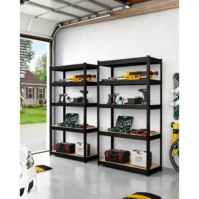 Scaffalatura da garage 36x18x72, mensole regolabili in metallo resistente, scaffale a 5 ripiani, capacità 2500 libbre, acciaio di grado industriale con pannelli in MDF