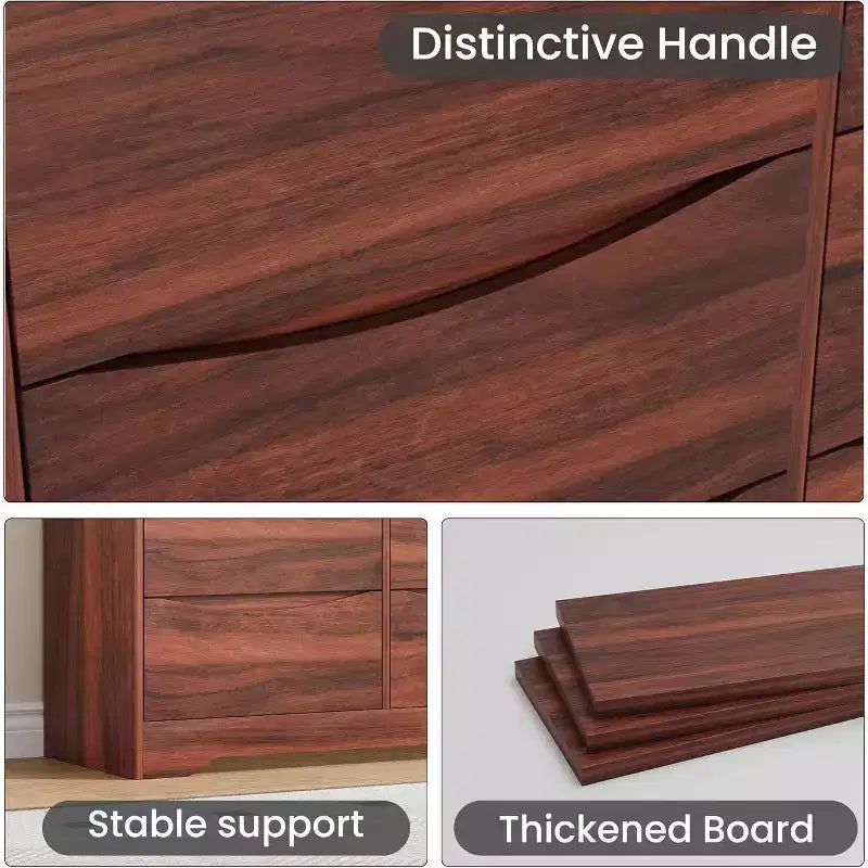 Wooden Dresser with 9 Drawers, Long Storage Dresser, Modern Closet, for Bedroom, Living Room