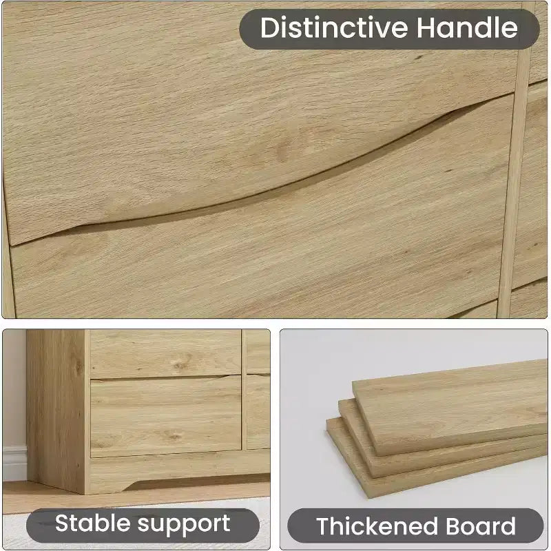 Wooden Dresser with 9 Drawers, Long Storage Dresser, Modern Closet, for Bedroom, Living Room