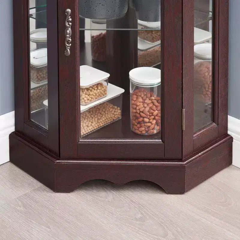 MAYEERTY Living Room Media Cabinet MDF+Tempered Glass 3 Soft-Close Drawers Open Shelves