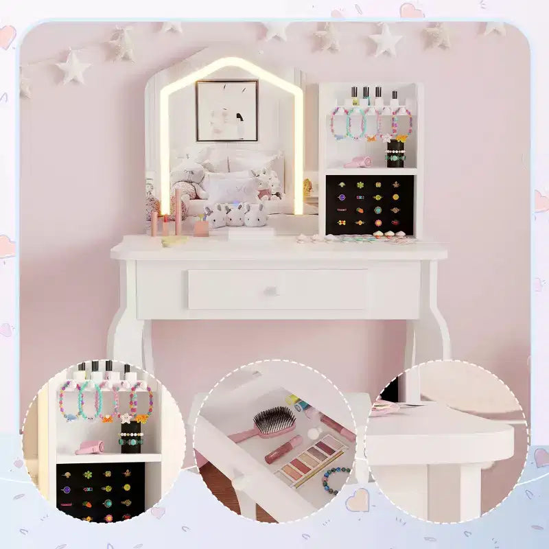 Sgabello da toeletta per bambine dai 3 agli 8 anni - Ideale per camera da letto o sala giochi