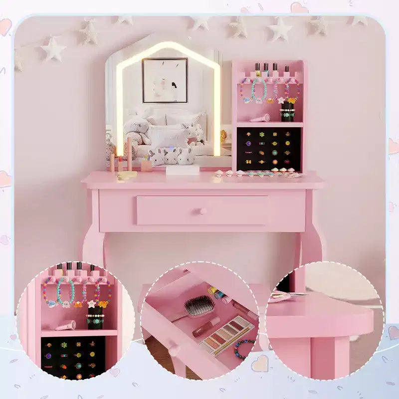 Sgabello da toeletta per bambine dai 3 agli 8 anni - Ideale per camera da letto o sala giochi