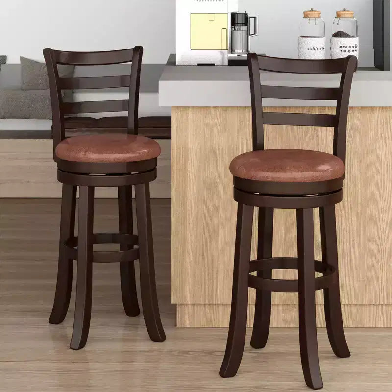 Costway 30 Bar Height Swivel Barstools Set of 2/4 with Back, Faux Leather Seat for Pub