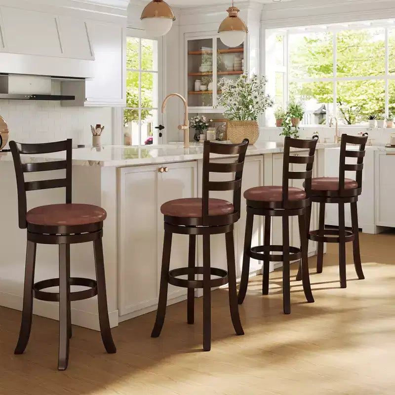 Costway 30 Bar Height Swivel Barstools Set of 2/4 with Back, Faux Leather Seat for Pub
