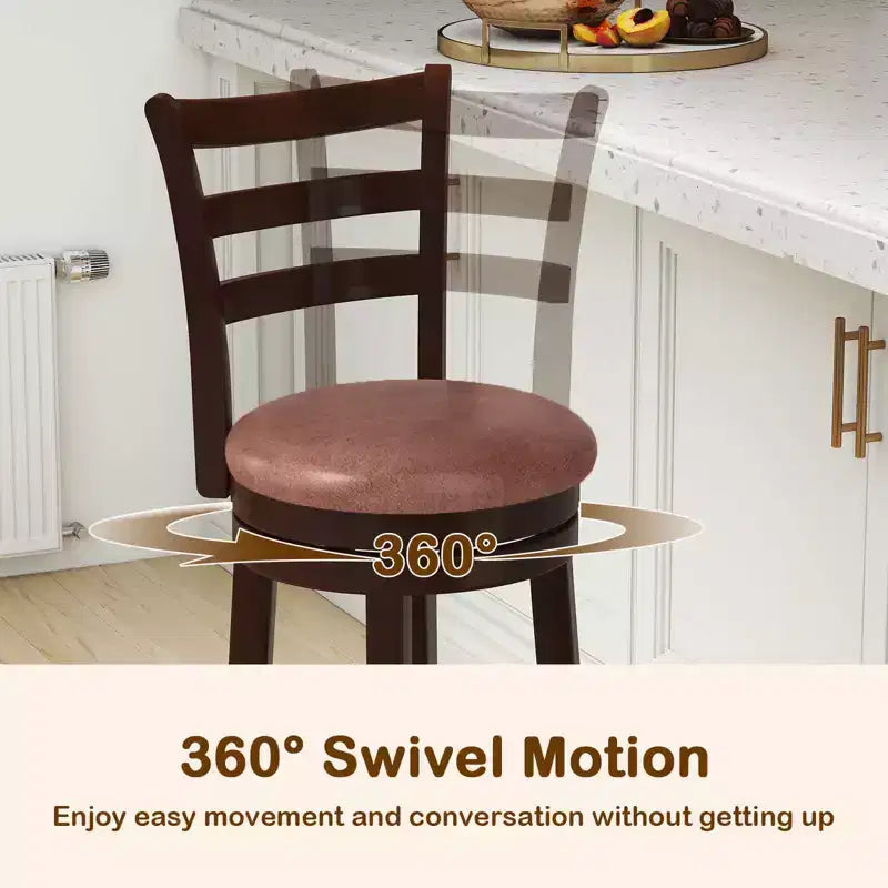Costway 30 Bar Height Swivel Barstools Set of 2/4 with Back, Faux Leather Seat for Pub