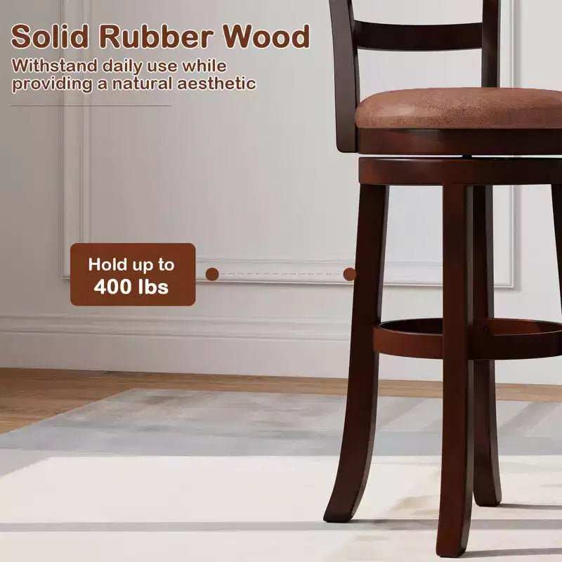 Costway 30 Bar Height Swivel Barstools Set of 2/4 with Back, Faux Leather Seat for Pub