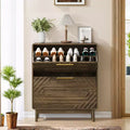 GDFStudio Han Farmhouse Freestanding Shoe Cabinet with 2 Flip-Top Drawers