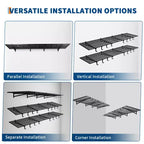 Mensole da Garage Resistenti 2 Pezzi 60x120 cm, Scaffale Metallico a Parete con Ganci, Capacità 90 kg Ciascuna, Salvaspazio per Garage/Officina/Casa, Facile da Installare