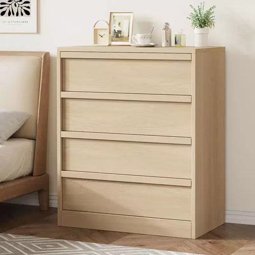 4 - Drawer Wooden Handle Cabinet in Walnut, Stylish Storage Solution for Home Organization, 1094718 cm