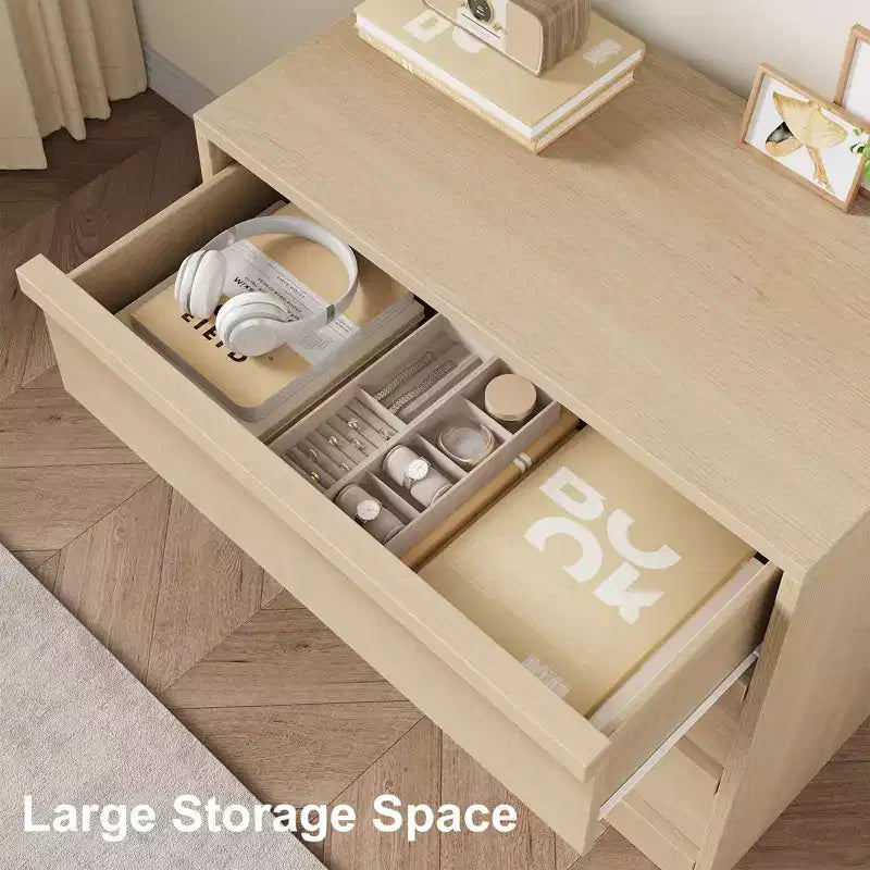 4 - Drawer Wooden Handle Cabinet in Walnut, Stylish Storage Solution for Home Organization, 1094718 cm