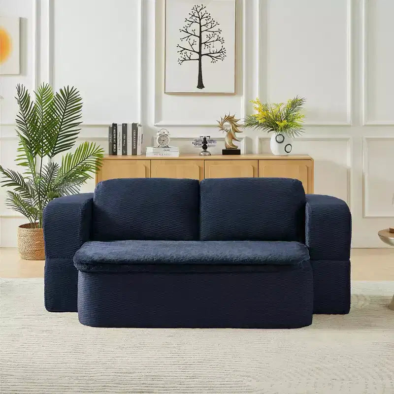 Convertible Sleeper Sofa, Folding Futon Sofa Bed with 2 Back Pillows for Living Room, No Assembly Required - ModernLuxe
