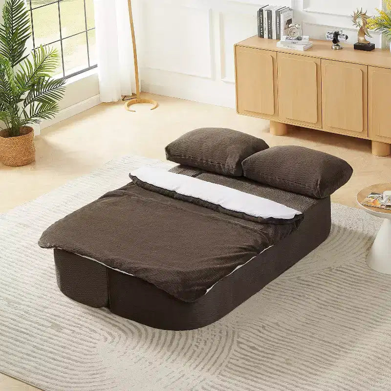 Convertible Sleeper Sofa, Folding Futon Sofa Bed with 2 Back Pillows for Living Room, No Assembly Required - ModernLuxe