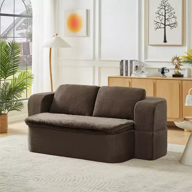 Convertible Sleeper Sofa, Folding Futon Sofa Bed with 2 Back Pillows for Living Room, No Assembly Required - ModernLuxe
