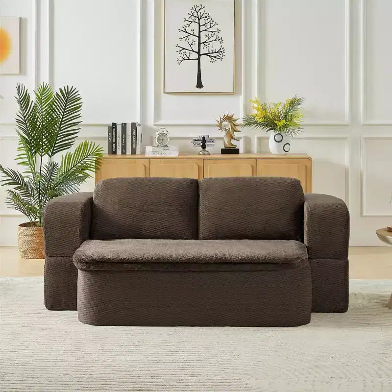 Convertible Sleeper Sofa, Folding Futon Sofa Bed with 2 Back Pillows for Living Room, No Assembly Required - ModernLuxe