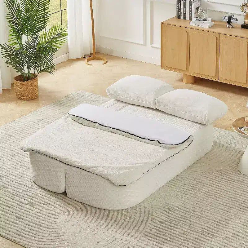 Convertible Sleeper Sofa, Folding Futon Sofa Bed with 2 Back Pillows for Living Room, No Assembly Required - ModernLuxe