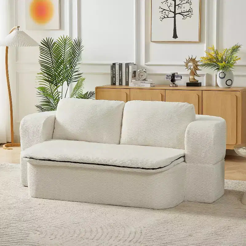 Convertible Sleeper Sofa, Folding Futon Sofa Bed with 2 Back Pillows for Living Room, No Assembly Required - ModernLuxe