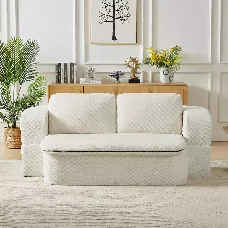 Convertible Sleeper Sofa, Folding Futon Sofa Bed with 2 Back Pillows for Living Room, No Assembly Required - ModernLuxe