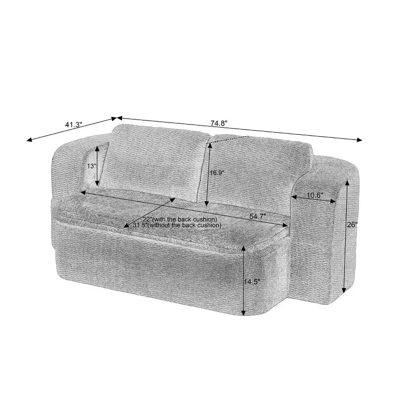 Convertible Sleeper Sofa, Folding Futon Sofa Bed with 2 Back Pillows for Living Room, No Assembly Required - ModernLuxe