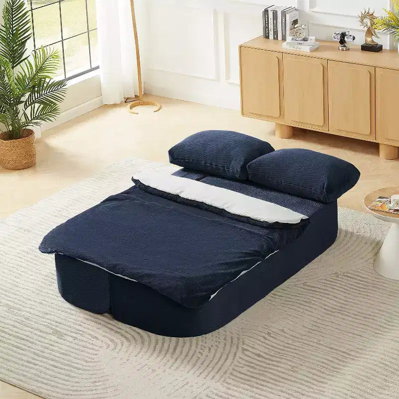 Convertible Sleeper Sofa, Folding Futon Sofa Bed with 2 Back Pillows for Living Room, No Assembly Required - ModernLuxe